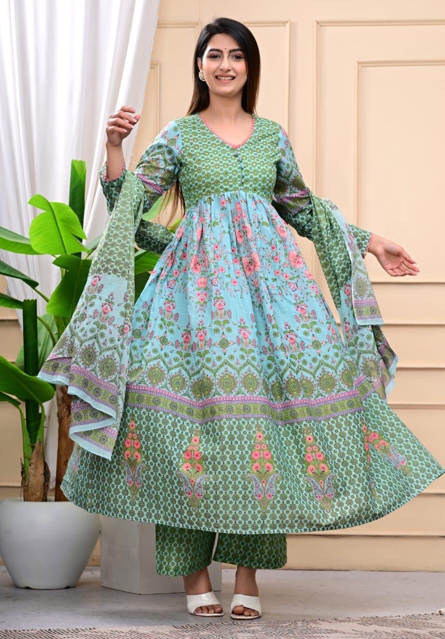 3 Piece Cotton Kurti Sets