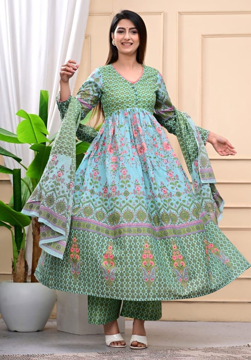 3 Piece Cotton Kurti Sets