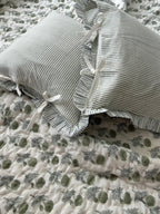 Block Print Ruffle Cushion Covers, Floral Cotton Decorative Throw, Boho Indian Canvas Pillow Covers (Set of 2)