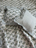 Block Print Ruffle Cushion Covers, Floral Cotton Decorative Throw, Boho Indian Canvas Pillow Covers (Set of 2)